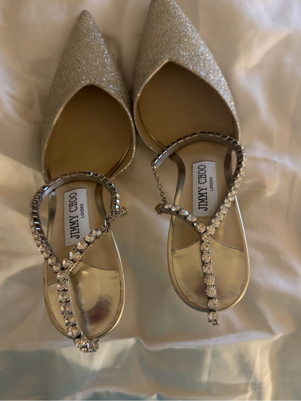 Jimmy Choo Saeda 100 Glitter Pumps with Crystal Embellishment New in Box Sz 40